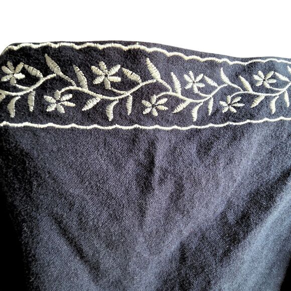 NWT Cider Plus 2X Navy Floral Embroidery Square Neck Curve Peasant Blouse Top - Picture 4 of 15